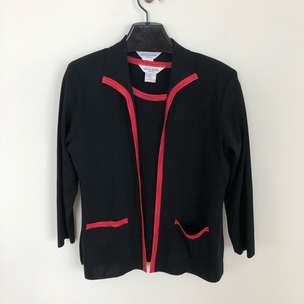 2-Piece Exclusively Misook Top and Cardigan Set
